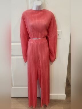 2 Piece Gianni Bini Vibrant Pink Pleated Set